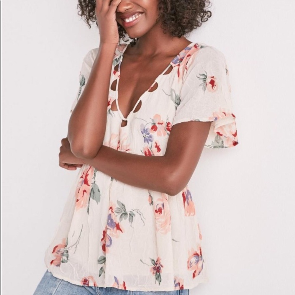 Lucky Brand Floral Flutter Top